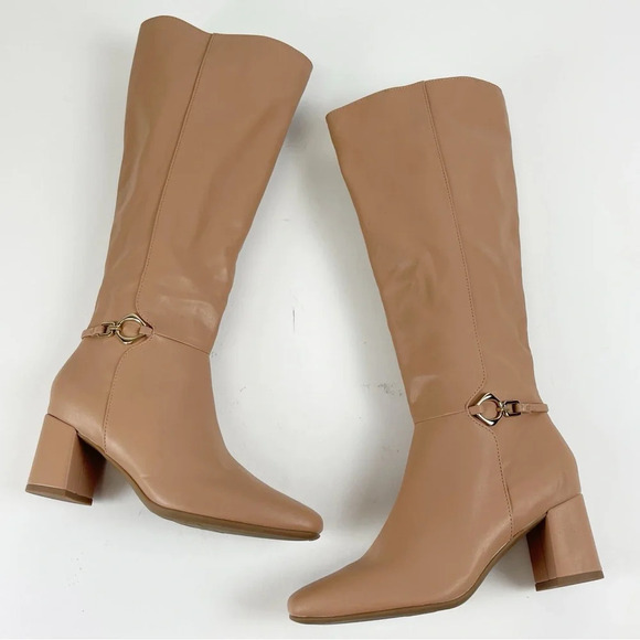 NEW Naturalizer Waylon Knee High Boots 5 M Tan Beige Manmade Tall Dress Boot - Picture 1 of 13
